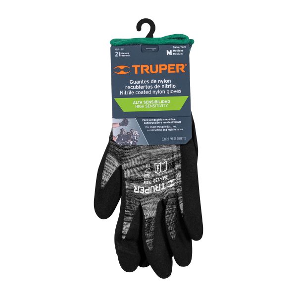 17064 - Guantes de nylon recubiertos de nitrilo arenoso, M, TRUPER