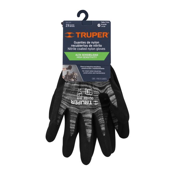 17065 - Guantes de nylon recubiertos de nitrilo arenoso, G, TRUPER
