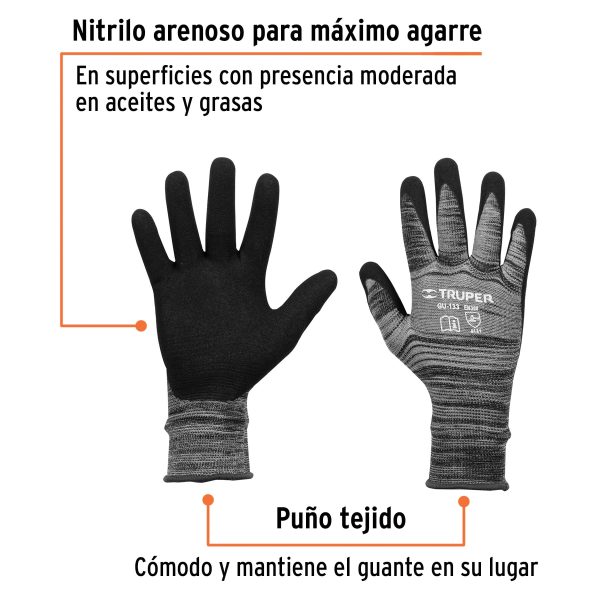 17065 - Guantes de nylon recubiertos de nitrilo arenoso, G, TRUPER