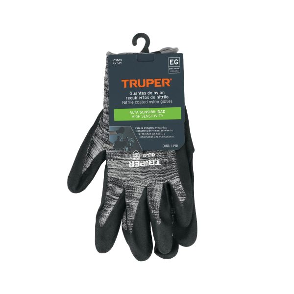 103869 - Guantes de nylon recubiertos de nitrilo arenoso, XG, Truper