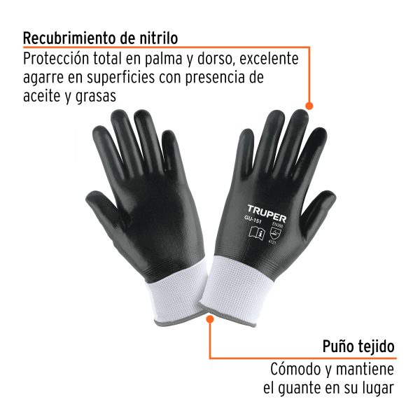 18025 - Guantes de poliéster recubiertos de nitrilo, CH, TRUPER
