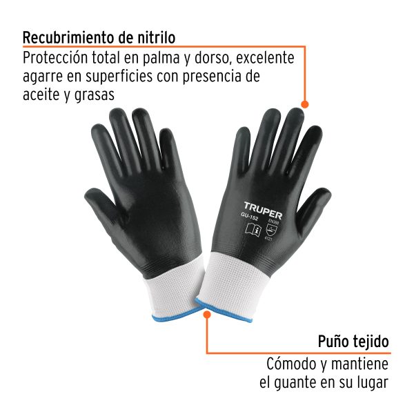 18026 - Guantes de poliéster recubiertos de nitrilo, M, TRUPER