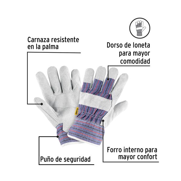 29976 - Guantes de carnaza y loneta, unitalla, PRETUL