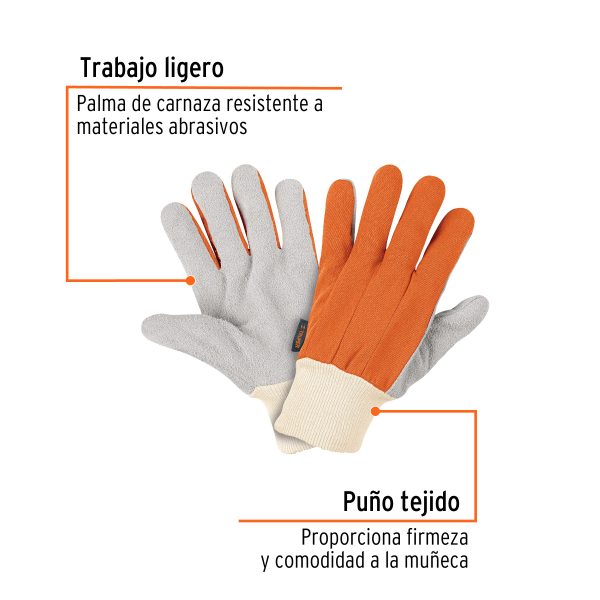 14244 - Guantes de carnaza y loneta, uso ligero, unitalla, TRUPER