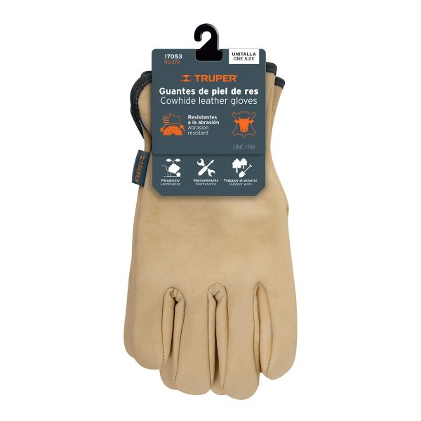 17053 - Guantes de piel de res tipo operador, TRUPER