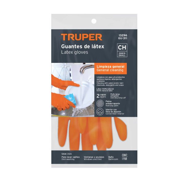 13296 - Guantes de látex para limpieza, CH, TRUPER