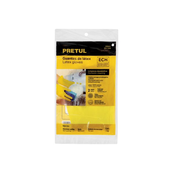 29941 - Guantes de látex para limpieza, amarillos, XCH, Pretul