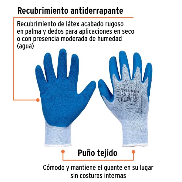 15266 - Guantes de poliéster recubiertos de latex, M, TRUPER
