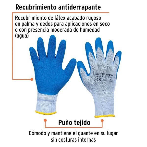 15267 - Guantes de poliéster recubiertos de latex, G, TRUPER