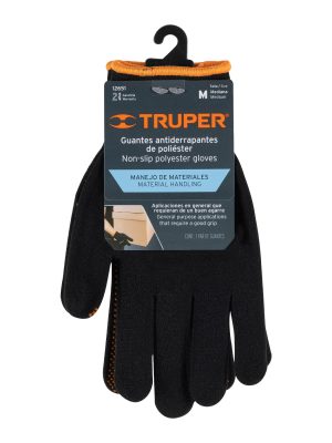 12651 - Guantes de poliéster con puntos de PVC en palma, M, TRUPER