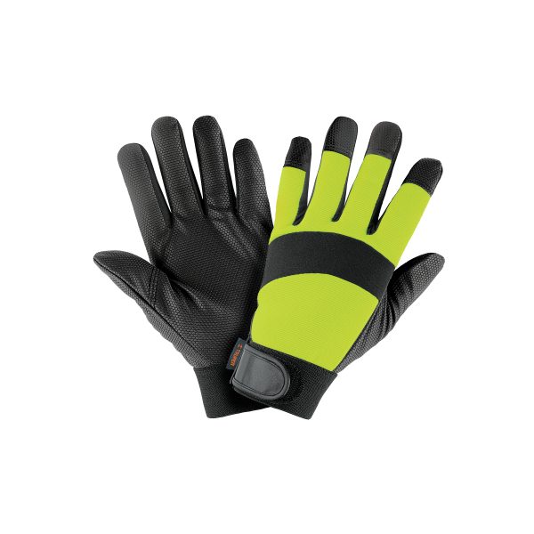 13194 - Guantes mecánico, alta visibilidad, palma poliuretano, verde