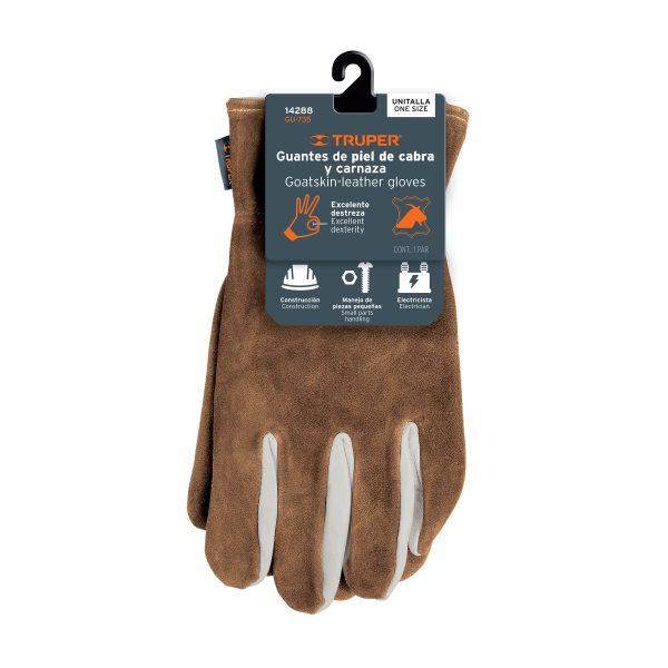 14288 - Guantes de piel de cabra con dorso de carnaza, TRUPER