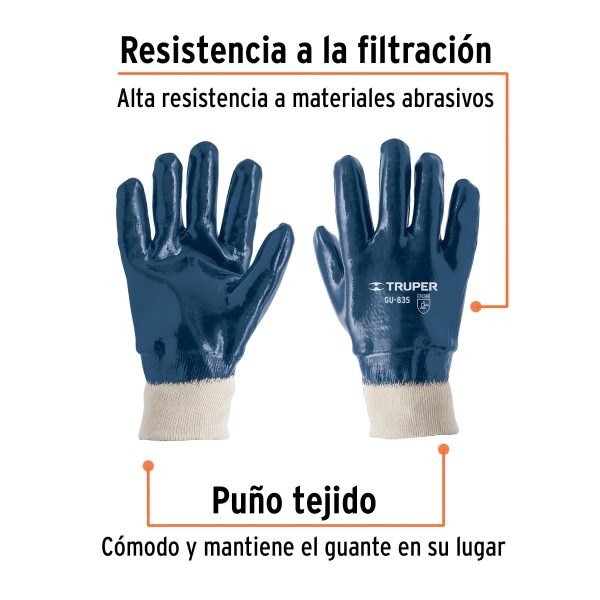 15244 - Guantes de algodón recubiertos de nitrilo puño tejido,TRUPER