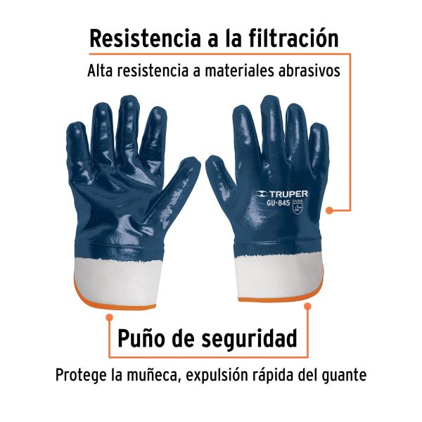 15245 - Guantes de algodón recubiertos de nitrilo, puño de seguridad