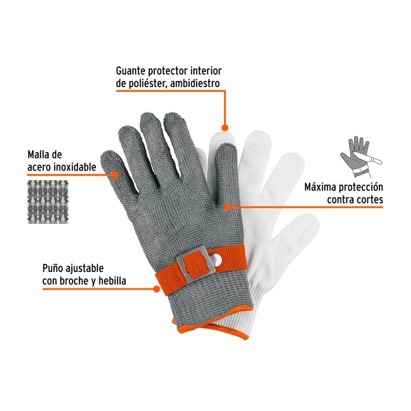 104026 - Guante Anticorte NV 5 de Acero Inoxidable, M, Truper