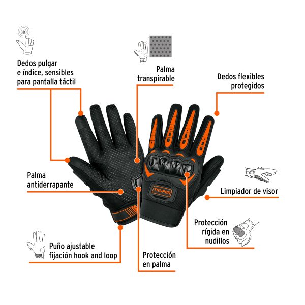 103873 - Guante con protección para motociclista, CH, TRUPER