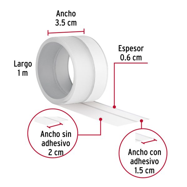 48467 - Cinta guardapolvo 1 m x 35 mm, transparente, HERMEX