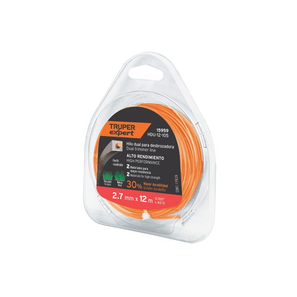 15959 - Hilo cuadrado dual p/desbrozadora, 2.7mm x12m,blíster EXPERT