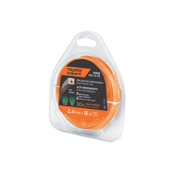 15958 - Hilo cuadrado dual p/desbrozadora, 2.4mm x12m,blíster EXPERT