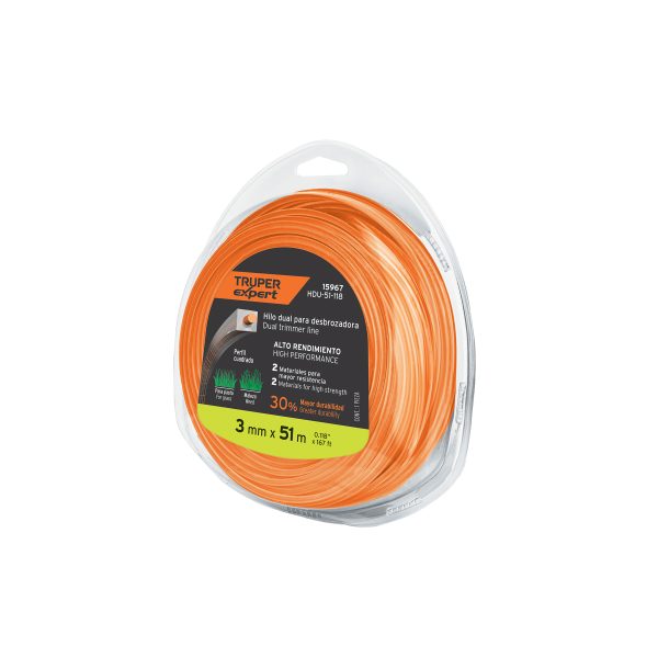 15967 - Hilo cuadrado dual p/desbrozadora, 3mm x 51m,blíster EXPERT