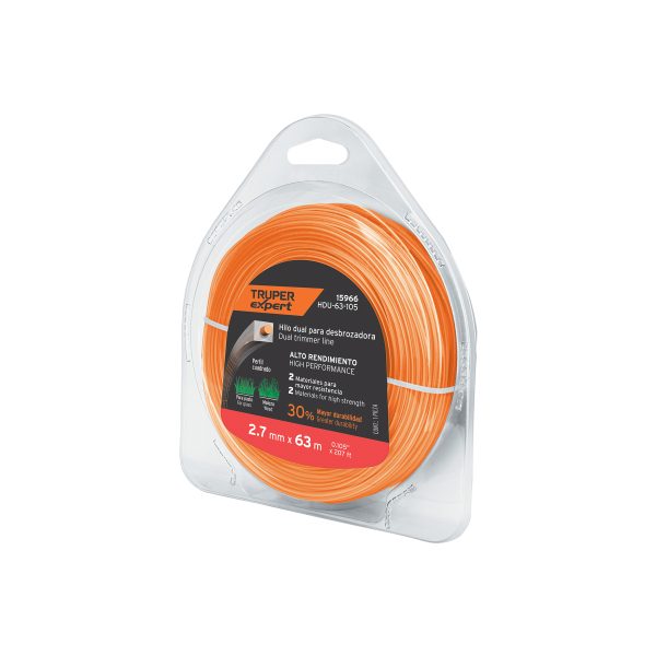 15966 - Hilo cuadrado dual p/desbrozadora,2.7mm x 63m,blíster EXPERT