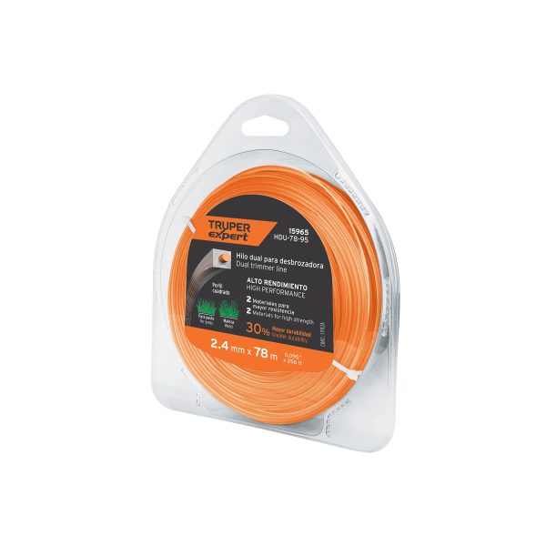 15965 - Hilo cuadrado dual p/desbrozadora, 2.4mm x78m,blíster EXPERT