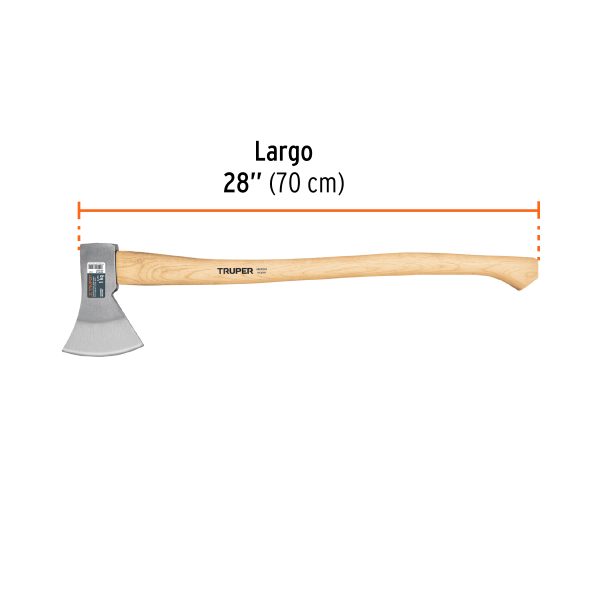 101768 - Hacha europea 1000 g, mango hickory 28', Truper