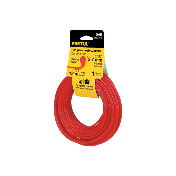 20025 - Hilo redondo, para desbrozadora, 2.7mm x12m, tarjeta, PRETUL