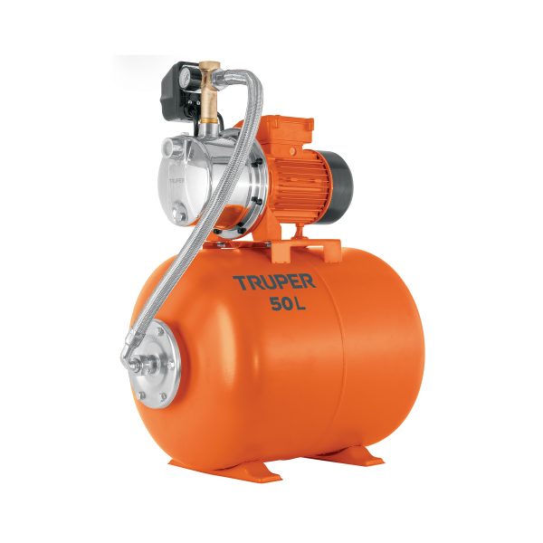 104047 - Equipo hidroneumático 50L, bomba jet inox. 3/4 HP, TRUPER
