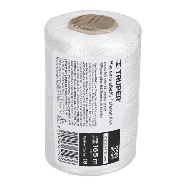 12989 - Carrete con 165 m de hilo para albañil blanco, Truper