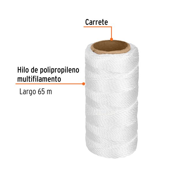 12988 - Carrete con 65 m de hilo para albañil blanco, Truper