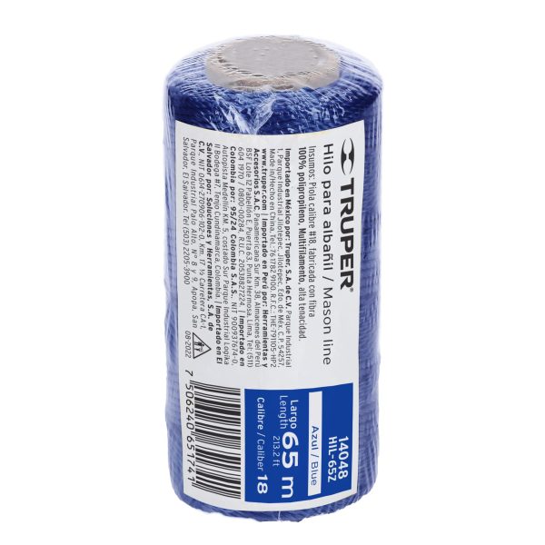 14048 - Carrete con 65 m de hilo para albañil azul, Truper