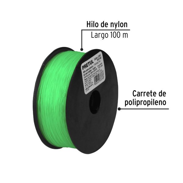 22061 - Carrete con 100 m de hilo para pesca verde calibre 0.60 mm
