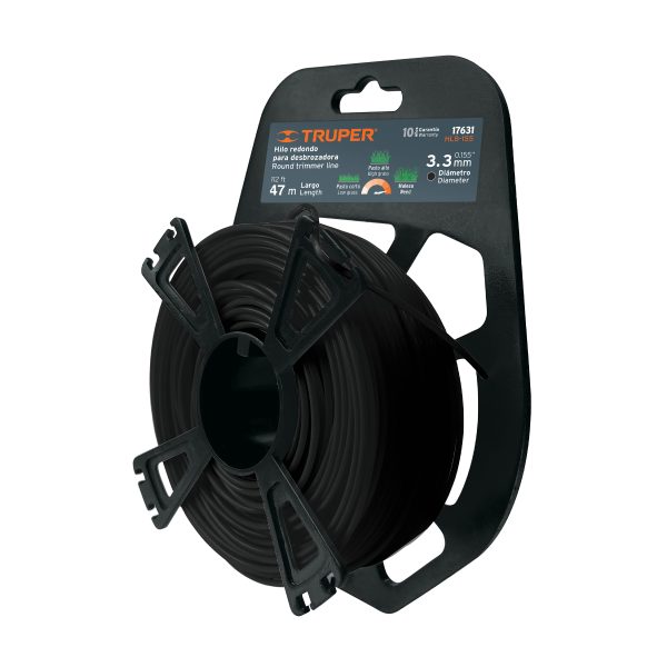 17631 - Hilo redondo, p/desbrozadora, 3.3mmx47m tarjeta tipo carrete