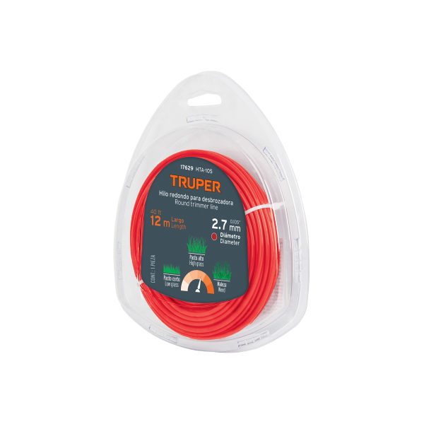 17629 - Hilo redondo, para desbrozadora, 2.7mm x 12m, blíster TRUPER