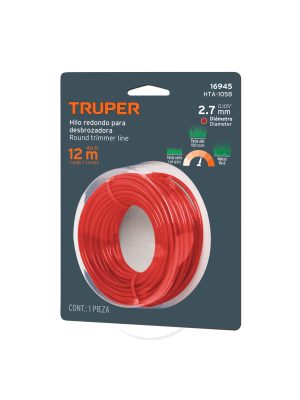16945 - Hilo redondo, para desbrozadora, 2.7mm x12m, tarjeta, TRUPER