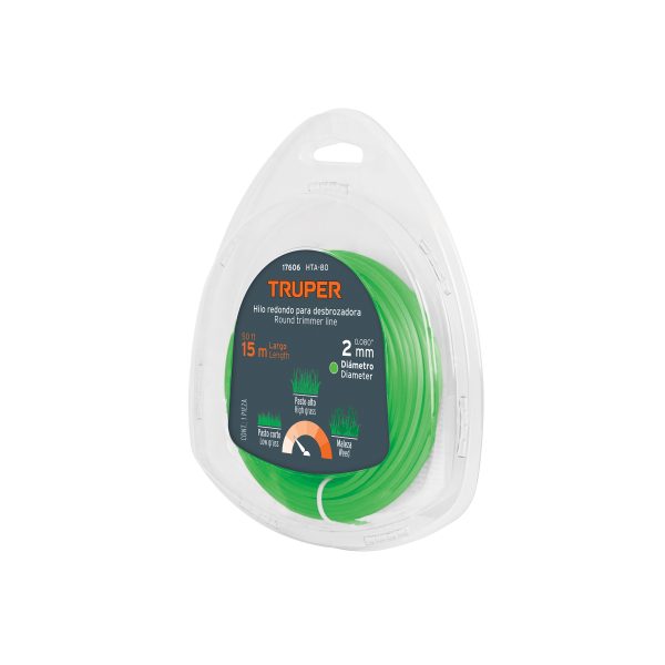 17606 - Hilo redondo, para desbrozadora, 2mm x 15m, blíster TRUPER