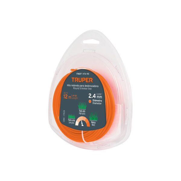 17607 - Hilo redondo, para desbrozadora, 2.4mm x 12m, blíster TRUPER