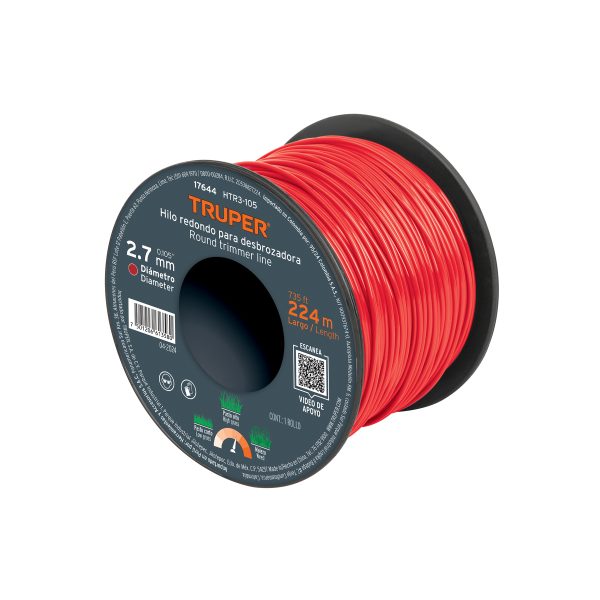 17644 - Hilo redondo, para desbrozadora, 2.7mm x 224m,carrete,TRUPER