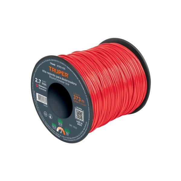 17649 - Hilo redondo, para desbrozadora 2.7mm x 373m, carrete TRUPER