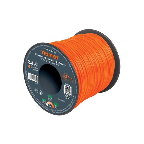 17648 - Hilo redondo, para desbrozadora, 2.4mm x 437m,carrete,TRUPER