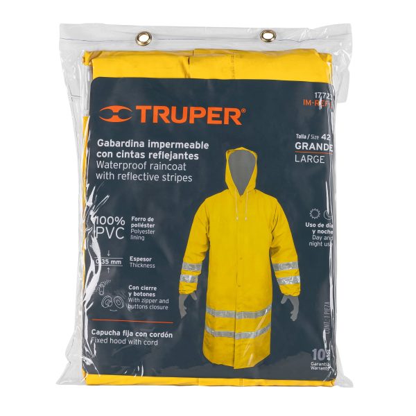 17723 - Gabardina impermeable doble capa con reflejante, G, Truper
