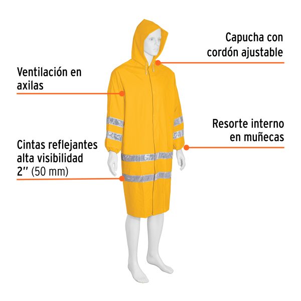 17723 - Gabardina impermeable doble capa con reflejante, G, Truper