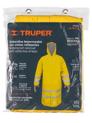 17722 - Gabardina impermeable doble capa con reflejante, M, Truper