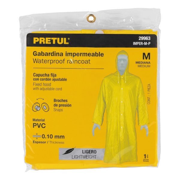 29963 - Gabardina impermeable ligera de PVC, talla M, Pretul