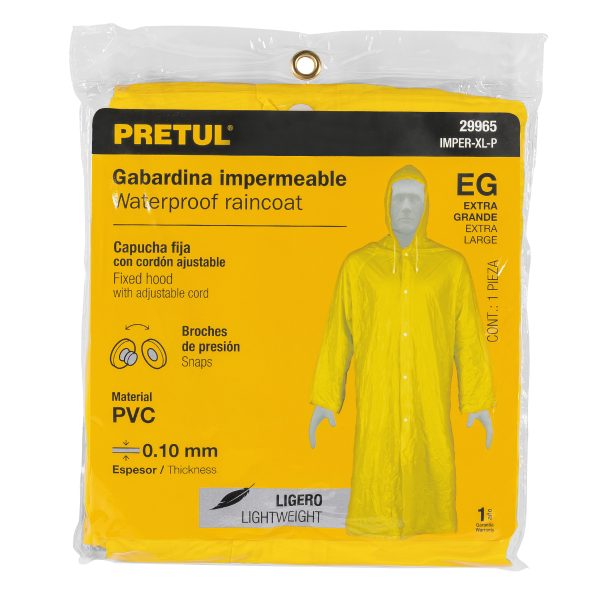 29965 - Gabardina impermeable ligera de PVC, talla XG, Pretul