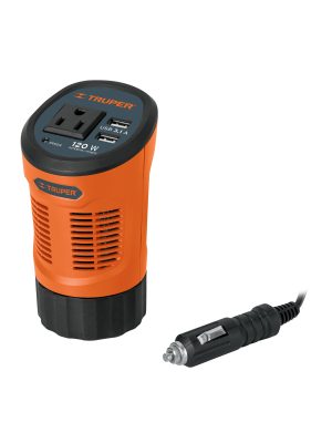 INCO-120.jpg 15725 - Inversor de corriente 120 W tipo vaso, 2 puertos USB, Truper
