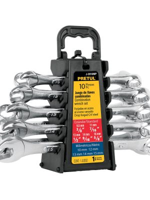 21996 - Juego de 10 llaves combinadas std y mm, PRETUL