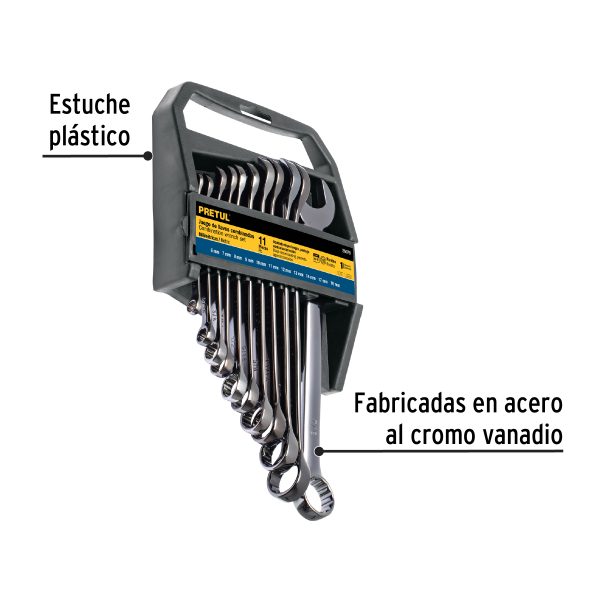 J-2011MGFC1.jpg 26078 - Juego de 11 llaves combinadas mm, acabado gun metal, Pretul