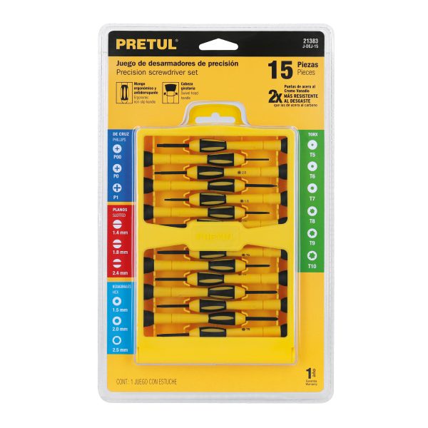 21383 - Juego con 15 desarmadores de precisión, Pretul